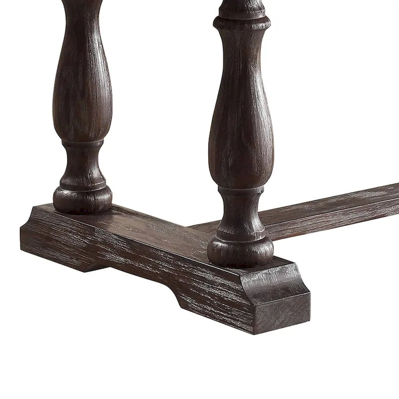 Wooden Dining Table with Marble Top , White and Brown