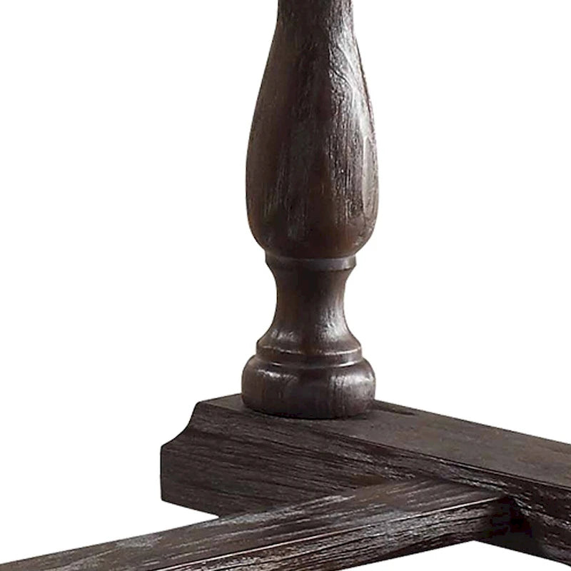 Wooden Dining Table with Marble Top , White and Brown