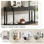Retro Console Table with 4 Front Facing Storage Drawers and 1 Shelf