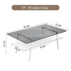 Rectangle Coffee Table,Tempered Glass Tabletop with Metal Legs,Modern Table for Living Room,Glass