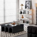 Multifunctional 4-Tier White Book Shelf & Coffee Table,Creative Furniture Floor Bookshelf,Minimalist Organizer Storage Shelves