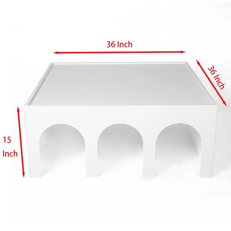 Multifunctional 4-Tier White Book Shelf & Coffee Table,Creative Furniture Floor Bookshelf,Minimalist Organizer Storage Shelves