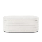 Modern Oval Storage Ottoman Bench,Upholstered Boucle Teddy Fabric End of Bed Bench with Storage,End of Bed Stool