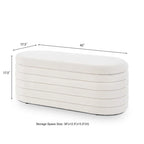 Modern Oval Storage Ottoman Bench,Upholstered Boucle Teddy Fabric End of Bed Bench with Storage,End of Bed Stool