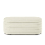 Modern Oval Storage Ottoman Bench,Upholstered Boucle Teddy Fabric End of Bed Bench with Storage,End of Bed Stool