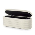 Modern Oval Storage Ottoman Bench,Upholstered Boucle Teddy Fabric End of Bed Bench with Storage,End of Bed Stool