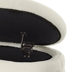 Modern Oval Storage Ottoman Bench,Upholstered Boucle Teddy Fabric End of Bed Bench with Storage,End of Bed Stool