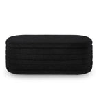 Modern Oval Storage Ottoman Bench,Upholstered Boucle Teddy Fabric End of Bed Bench with Storage,End of Bed Stool