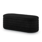 Modern Oval Storage Ottoman Bench,Upholstered Boucle Teddy Fabric End of Bed Bench with Storage,End of Bed Stool