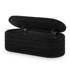 Modern Oval Storage Ottoman Bench,Upholstered Boucle Teddy Fabric End of Bed Bench with Storage,End of Bed Stool