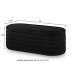 Modern Oval Storage Ottoman Bench,Upholstered Boucle Teddy Fabric End of Bed Bench with Storage,End of Bed Stool