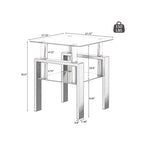 Set Of 2, Modern Tempered Glass Tea Table Coffee Table End Table