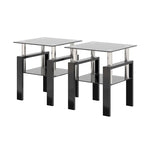 Set Of 2, Modern Tempered Glass Tea Table Coffee Table End Table