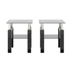 Set Of 2, Modern Tempered Glass Tea Table Coffee Table End Table