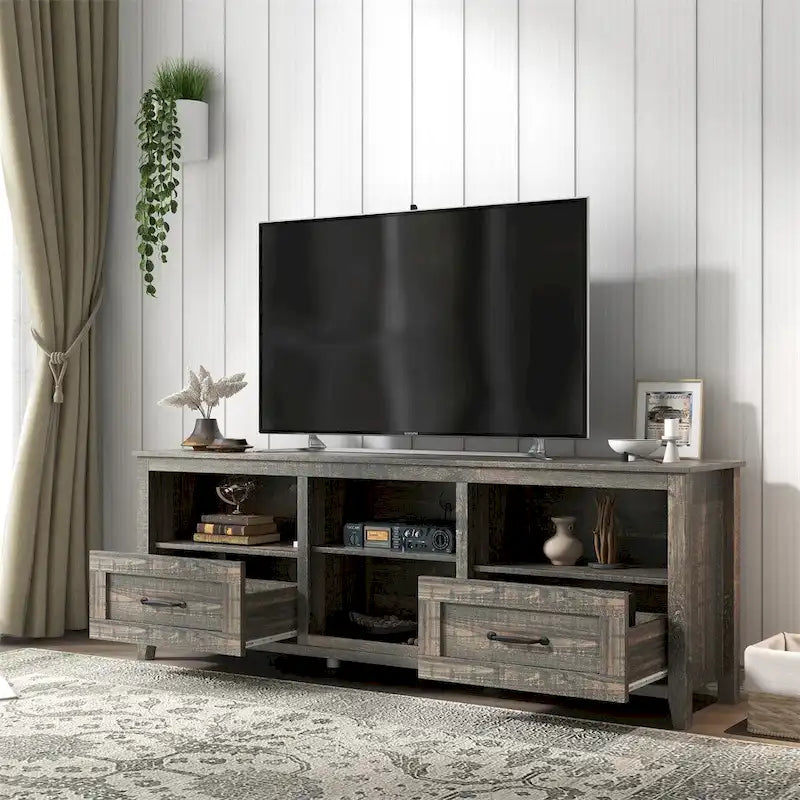 70 Inch Length TV Stand with 2 Drawers and 4 Storage Compartment