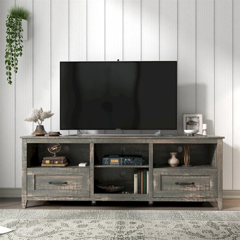 70 Inch Length TV Stand with 2 Drawers and 4 Storage Compartment