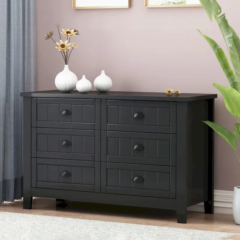 Drawer Dresser Bar Cabinet Side Cabinet,Buffet Sideboard, Solid Wood Frame,Plasticdoor Panel,Retro Shell Handle