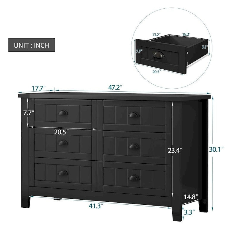 Drawer Dresser Bar Cabinet Side Cabinet,Buffet Sideboard, Solid Wood Frame,Plasticdoor Panel,Retro Shell Handle