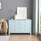 Drawer Dresser Bar Cabinet Side Cabinet,Buffet Sideboard, Solid Wood Frame,Plasticdoor Panel,Retro Shell Handle