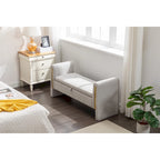 Velvet Fabric Storage Bench Bedroom Bench With Gold Metal Trim Strip For Living Room Bedroom Indoor