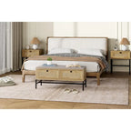 Rattan Shoe Bench Entryway Bench with 2 Storage Drawers