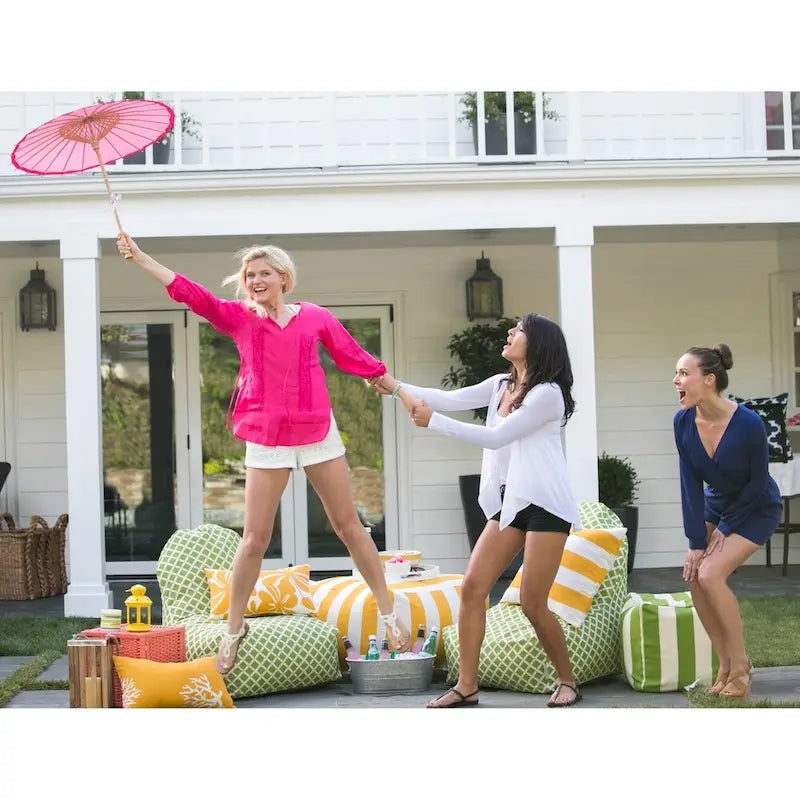 Majestic Home Goods Vertical Stripe Ottoman Outdoor Indoor