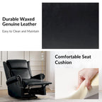 Viviana Traditional Genuine Leather Manual Swivel Glider Recliner by HULALA HOME