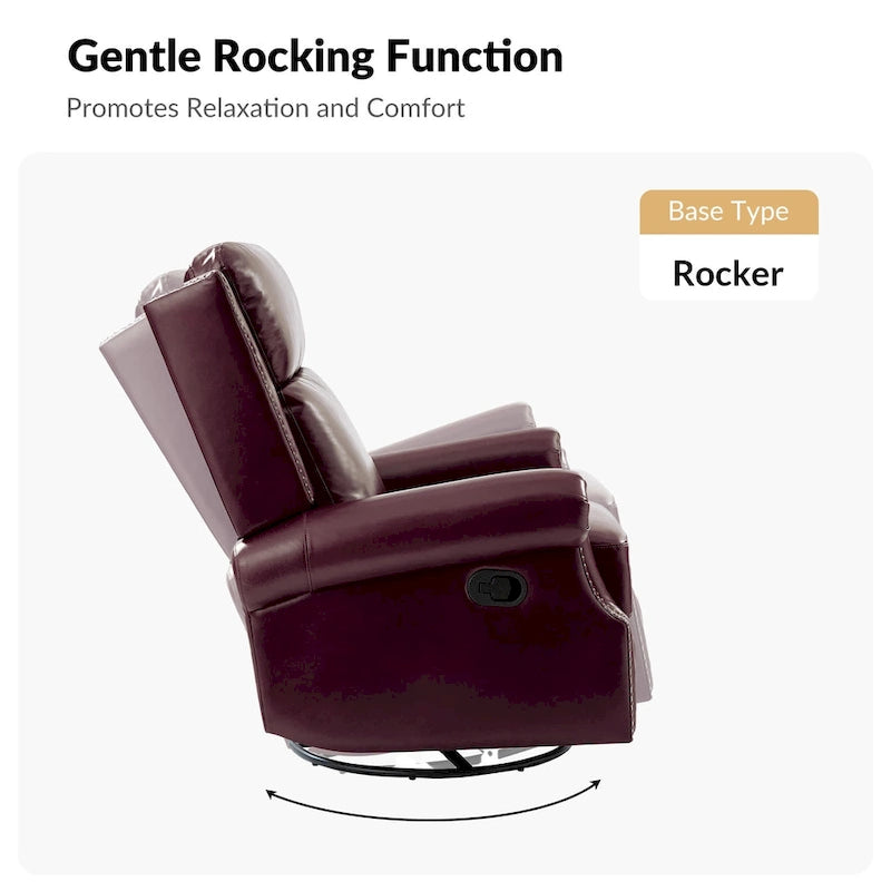 Viviana Traditional Genuine Leather Manual Swivel Glider Recliner by HULALA HOME