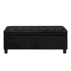 Upholstered tufted button storage bench