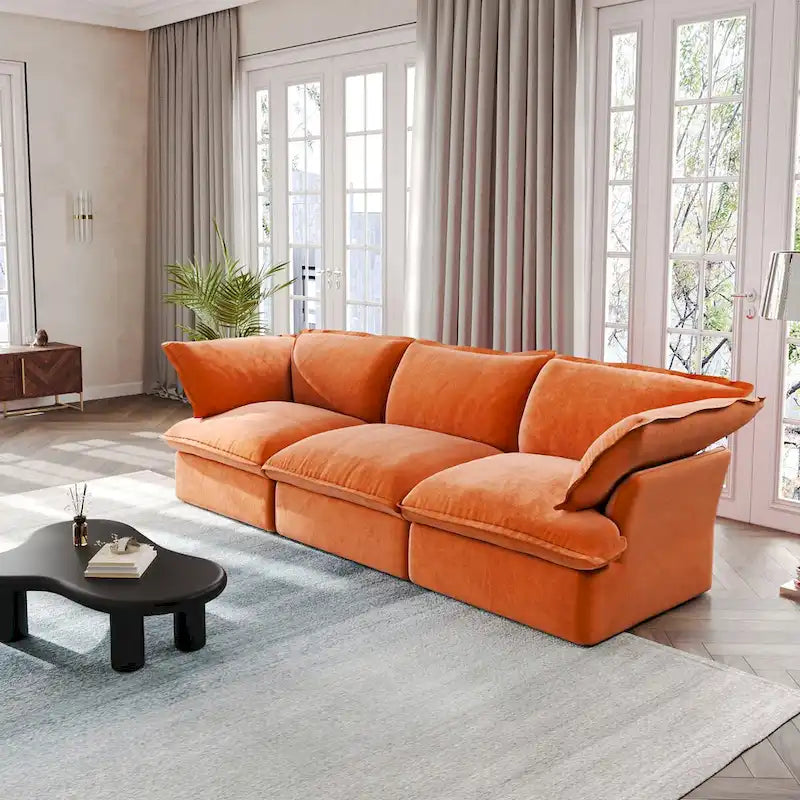 Modular Sectional Sofa Couch, 122.82  Velvet 3 Seater Sofa