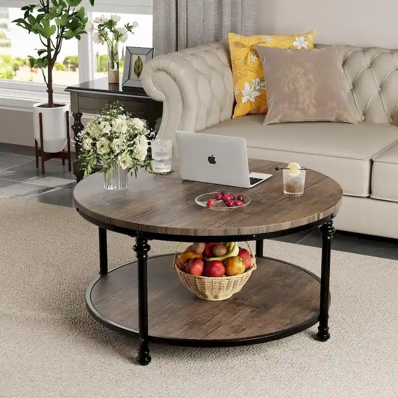 Round Coffee Table 30.31  Industrial Center Table