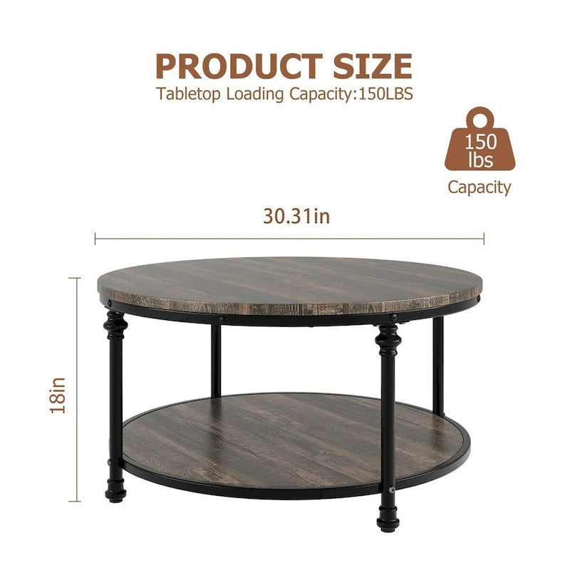 Round Coffee Table 30.31  Industrial Center Table