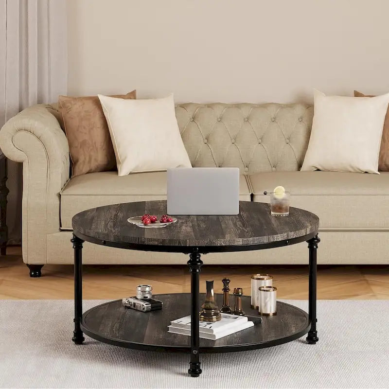 Round Coffee Table 30.31  Industrial Center Table