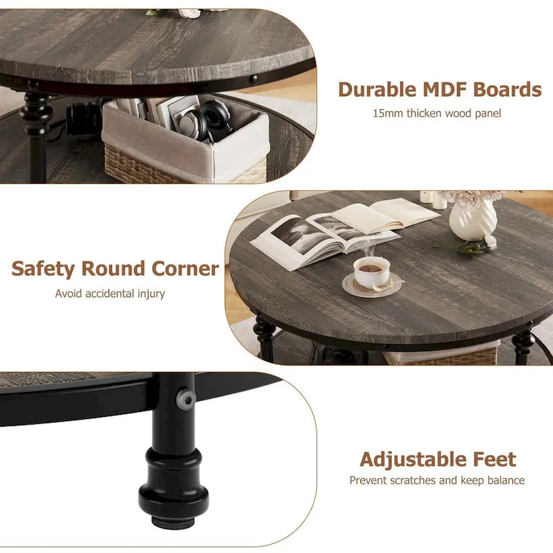 Round Coffee Table 30.31  Industrial Center Table