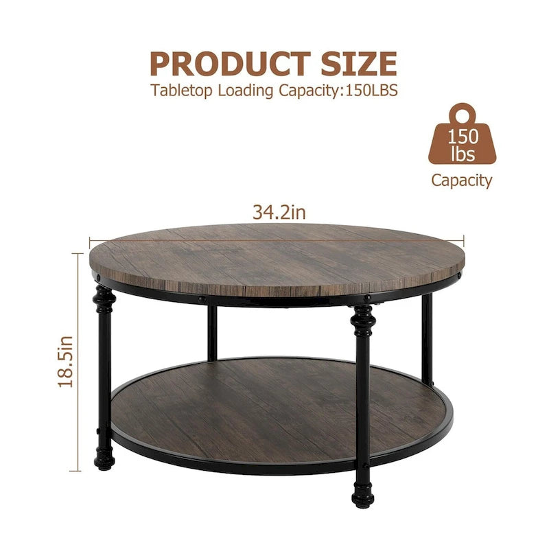 Round Coffee Table 30.31  Industrial Center Table