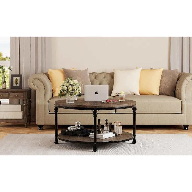 Round Coffee Table 30.31  Industrial Center Table