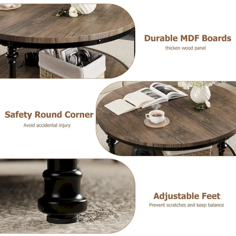 Round Coffee Table 30.31  Industrial Center Table