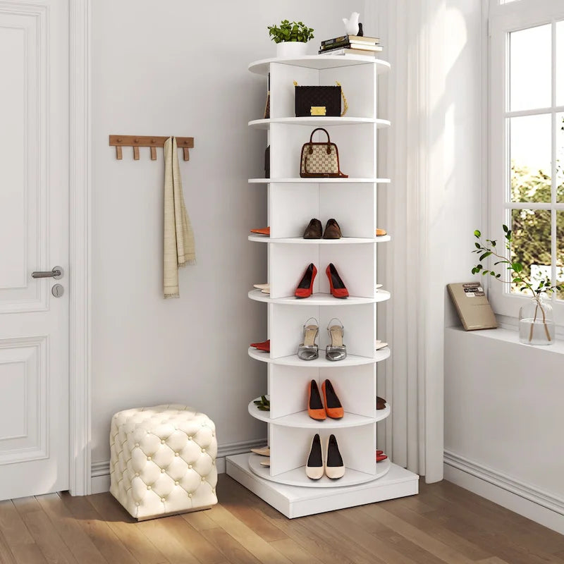 360 Rotating Shoe Cabinet with 7 Layers Can Accommodate up to 28 Paris Shoes