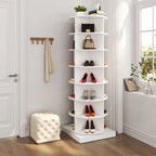 360 Rotating Shoe Cabinet with 7 Layers Can Accommodate up to 28 Paris Shoes