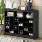 Sleek Design 24 Shoe Cubby Console, Modern Shoe Cabinet with Curved Base, Versatile Sideboard with High-quality for Hallway