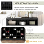 Sleek Design 24 Shoe Cubby Console, Modern Shoe Cabinet with Curved Base, Versatile Sideboard with High-quality for Hallway