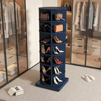 Blue 360 Rotating Shoe Cabinet 7 Layers for Living Room