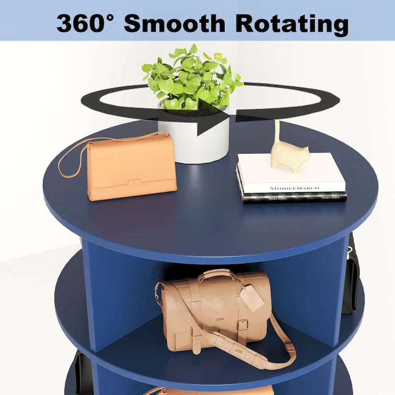 Blue 360 Rotating Shoe Cabinet 7 Layers for Living Room