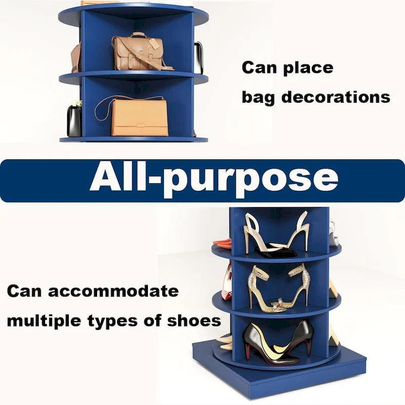 Blue 360 Rotating Shoe Cabinet 7 Layers for Living Room