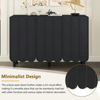 Shoe Cabinet with 5 Solid Wood Legs, Sideboard Buffet Cabinet with Adjustable Shelves, Large Storage Cabinet with Wave Doors
