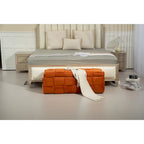Storage Ottoman,Bedroom End Bench,Upholstered Fabric Storage Ottoman with Safety Hinge,Entryway Padded Footstool