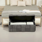 Storage Ottoman,Bedroom End Bench,Upholstered Fabric Storage Ottoman with Safety Hinge,Entryway Padded Footstool