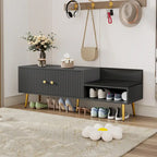 Modern Shoe Storage Bench with Hidden Storage and Upholstered Cushions