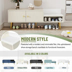 Modern Shoe Storage Bench with Hidden Storage and Upholstered Cushions