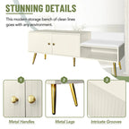 Modern Shoe Storage Bench with Hidden Storage and Upholstered Cushions